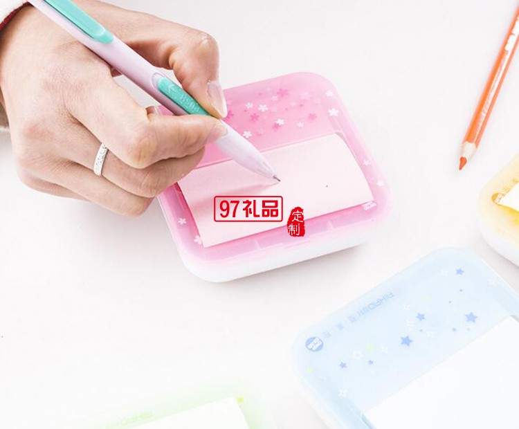 抽取式塑膠盒帶吸盤(pán)便利貼盒-工商銀行定制