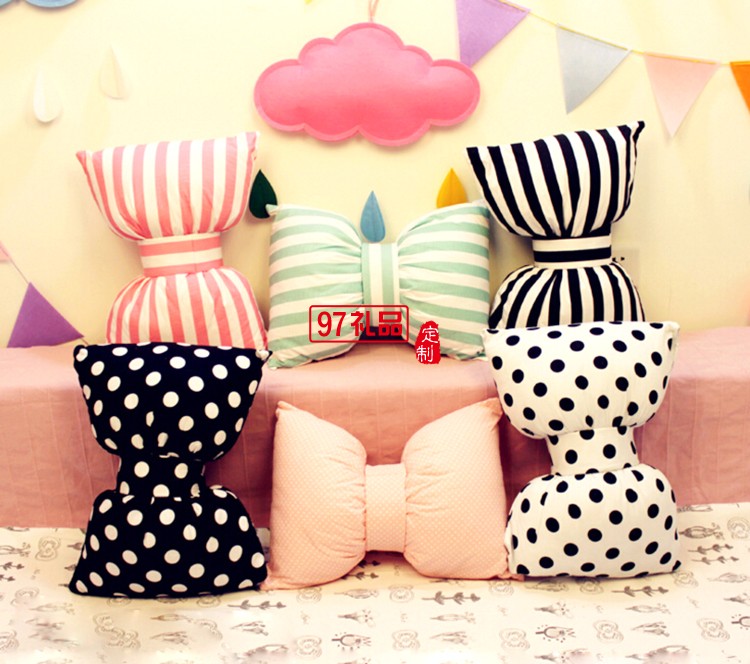 蝶結(jié)黑白條紋波點 骨頭枕頭
