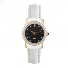 高檔鑲鉆真皮女士機(jī)械手表