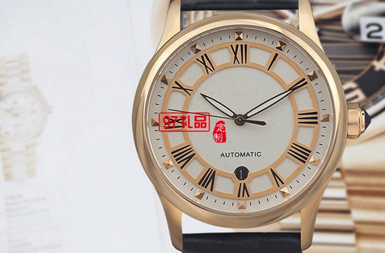 中國銀行商務(wù)禮品定制 機(jī)械男士真皮手表