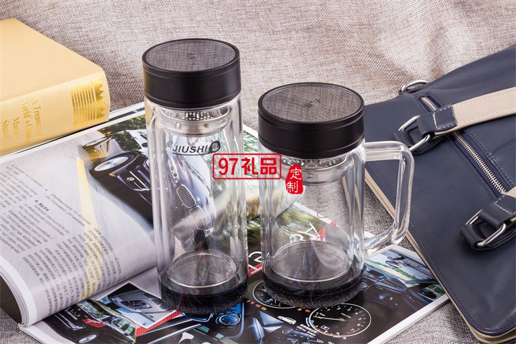 雙層商務(wù)杯 辦公杯 便攜玻璃杯 可定制LOGO
