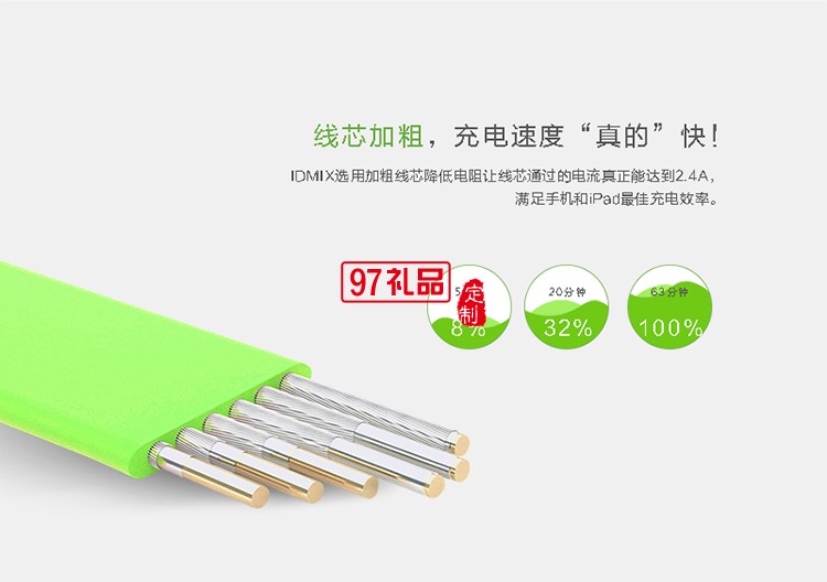 安卓蘋果二合一充電線   面條線 數(shù)據(jù)線一拖二