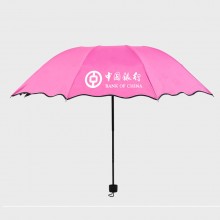 小黑傘 黑膠遇水開(kāi)花晴雨傘 折疊雨傘戶(hù)外三折廣告?zhèn)?可定制logo