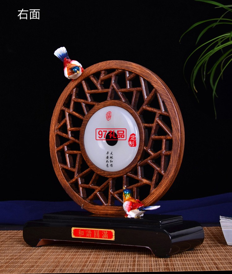 中國風(fēng)古典玉石桌面屏風(fēng)擺件紀念品定制禮品