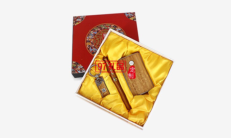 中國(guó)風(fēng)商務(wù)套裝定制紅木筆配移動(dòng)電源配U盤(pán)紅木套裝高檔商務(wù)禮品