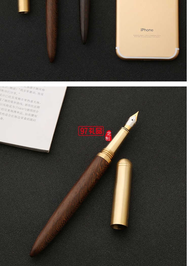 黃銅檀木商務鋼筆簽字筆創(chuàng)意個性禮品廣告筆批發(fā)定制logo