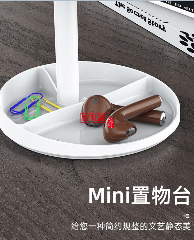 帶鏡子圓盤收納可升降調(diào)節(jié)桌面懶人伸縮通用平板手機支架