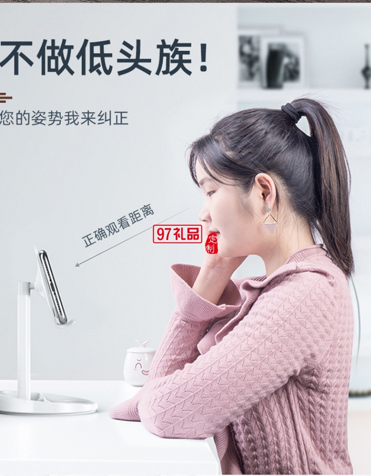 帶鏡子圓盤收納可升降調(diào)節(jié)桌面懶人伸縮通用平板手機支架