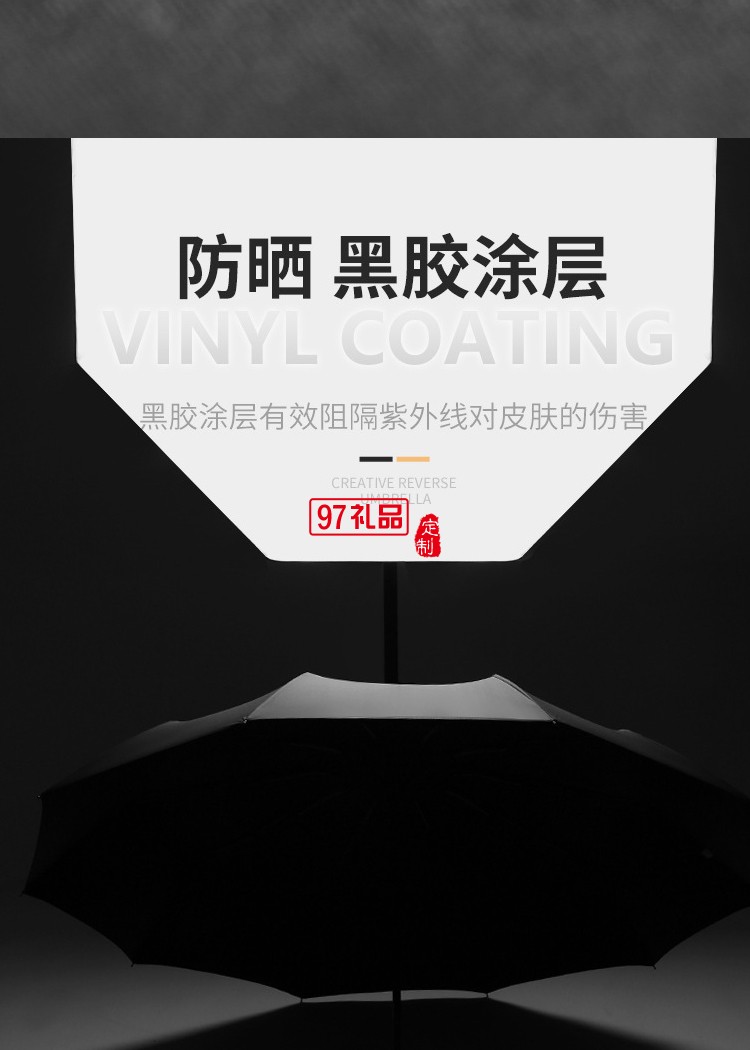 10k黑膠全自動(dòng)折疊小清新雨傘金柄三折遮陽(yáng)傘