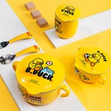 face小黃鴨寶寶輔食碗 嬰兒專(zhuān)用碗寶寶防摔吸盤(pán)輔食碗316不銹鋼碗