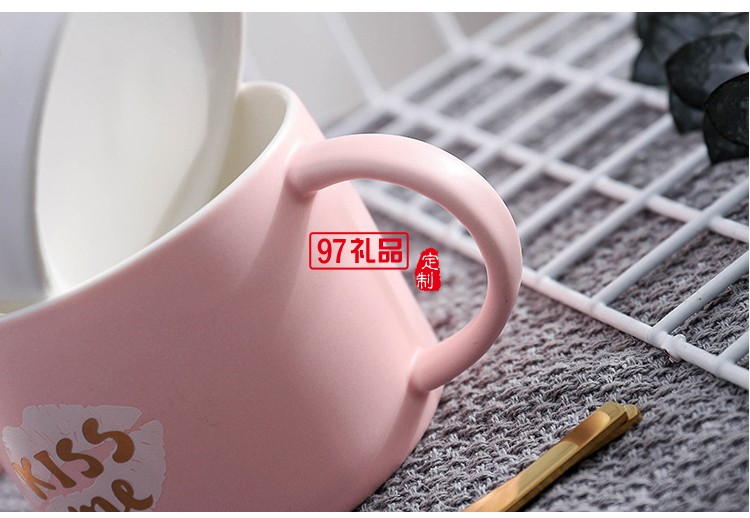 女神愛心托盤情侶咖啡杯帶勺創(chuàng)意馬克杯水杯