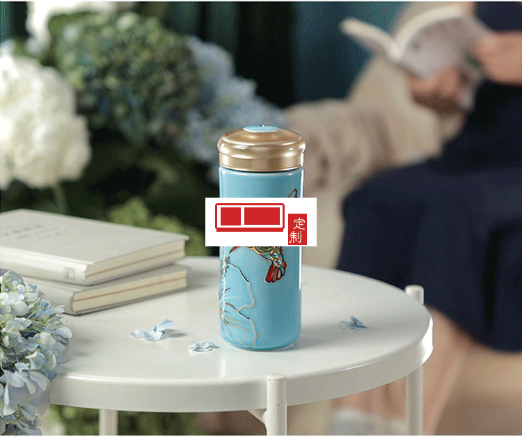 乾唐軒活瓷 吉星蜂鳥(niǎo)陶瓷杯隨身水杯商務(wù)創(chuàng)意禮品杯送客戶(hù)伴手禮