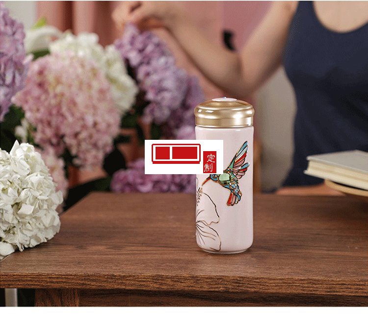 乾唐軒活瓷 吉星蜂鳥(niǎo)陶瓷杯隨身水杯商務(wù)創(chuàng)意禮品杯送客戶(hù)伴手禮