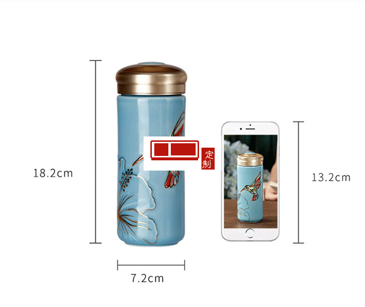 乾唐軒活瓷 吉星蜂鳥(niǎo)陶瓷杯隨身水杯商務(wù)創(chuàng)意禮品杯送客戶(hù)伴手禮