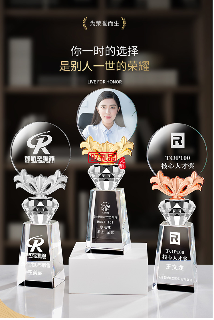 創(chuàng)意年會員工獎杯 表彰團(tuán)隊 可定制LOGO