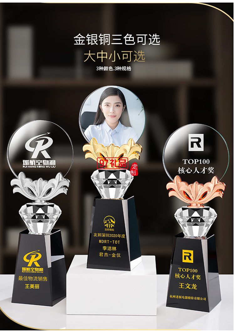 創(chuàng)意年會員工獎杯 表彰團(tuán)隊 可定制LOGO