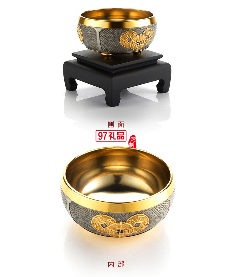 24K鍍金富貴碗商場(chǎng)同款 富貴碗擺件 家居喬遷開(kāi)業(yè)工藝禮品 擺設(shè)裝飾