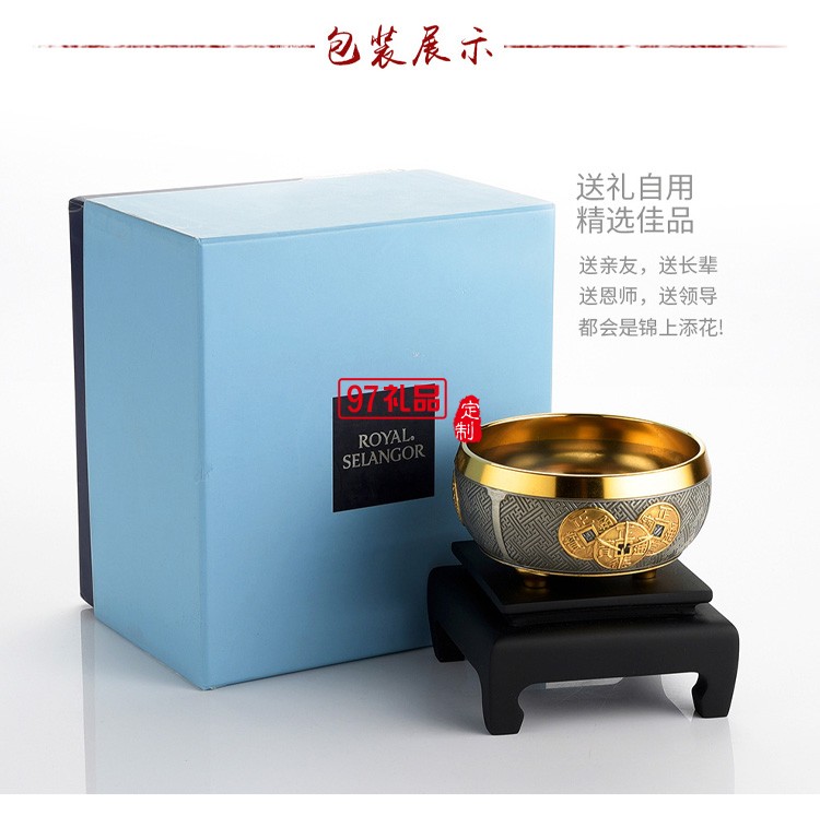 24K鍍金富貴碗商場(chǎng)同款 富貴碗擺件 家居喬遷開(kāi)業(yè)工藝禮品 擺設(shè)裝飾
