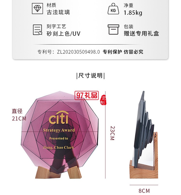 原創(chuàng)專利琉璃紀(jì)念盤(pán)獎(jiǎng)盤(pán)