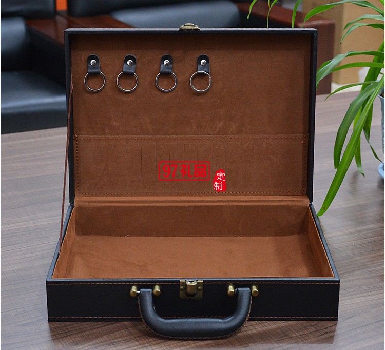 高檔皮革手提房地產(chǎn)a4合同交付鑰匙盒