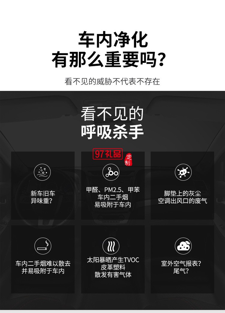 新品空氣凈化器弧形車載空氣清新過濾 負(fù)離子過濾殺菌多用
