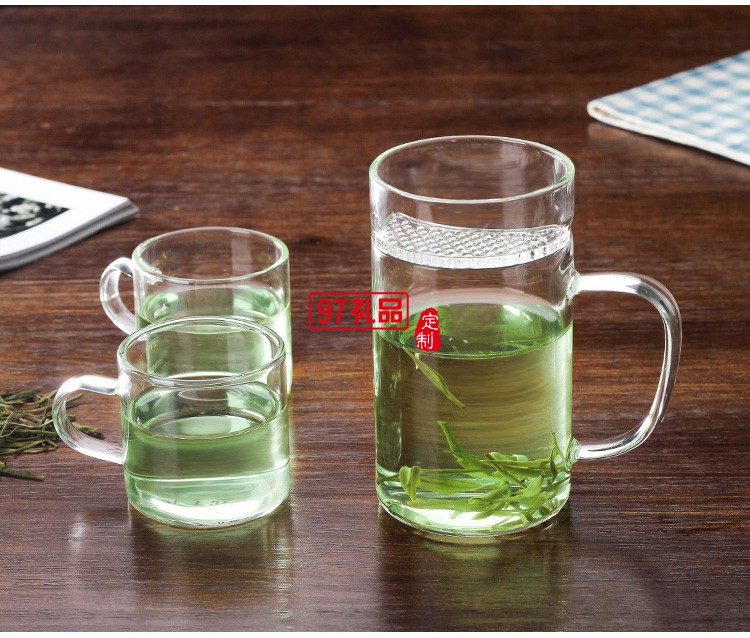 高鵬硅玻璃過(guò)濾泡茶杯加厚底月牙杯禮品杯子定制