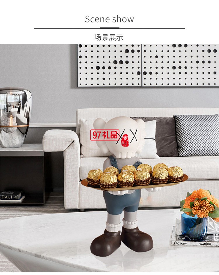 創(chuàng)意暴力熊擺件鑰匙收納儲(chǔ)物置物盤客廳家居玄關(guān)電視柜裝飾品擺設(shè)