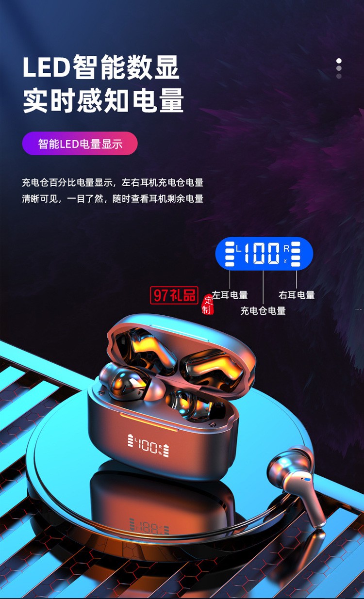 數(shù)顯藍(lán)牙耳機(jī)ENC主動(dòng)降噪 運(yùn)動(dòng)游戲電競