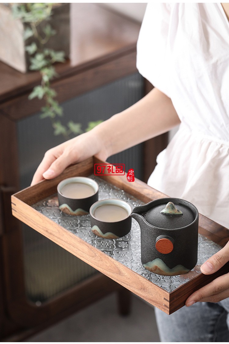戶(hù)外旅游便攜式收納日式遠(yuǎn)山禪意粗陶家用旅行快客杯功夫茶具套裝