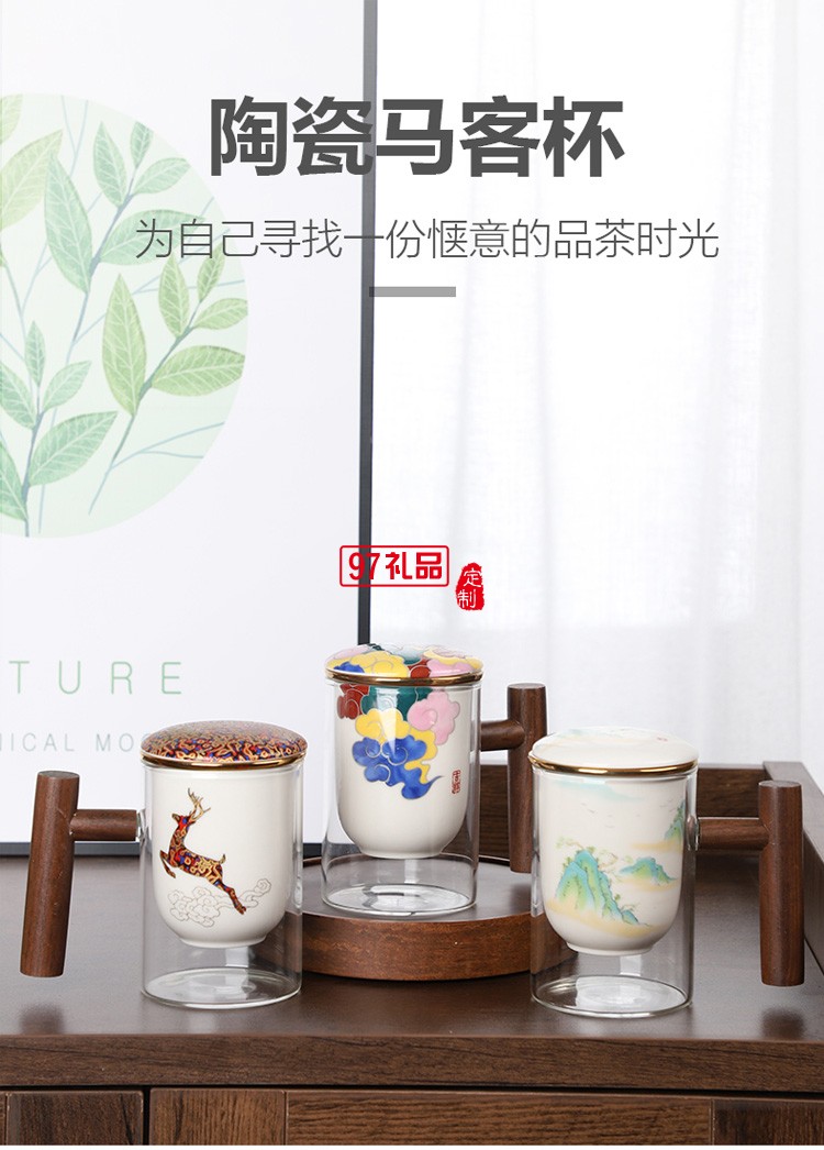 創(chuàng)意耐熱玻璃杯水杯馬克杯陶瓷內(nèi)膽過濾辦公杯茶杯木手柄泡茶杯
