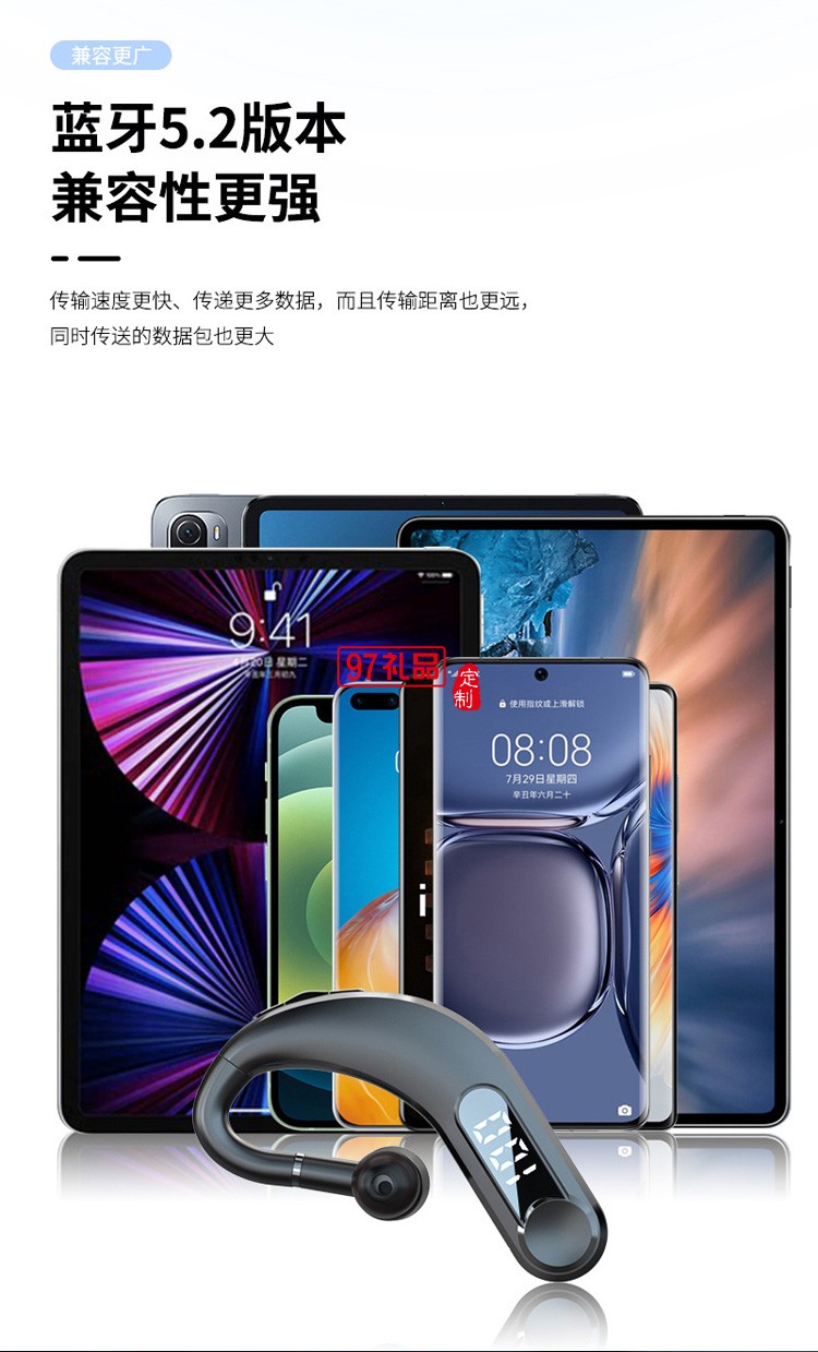 掛耳式藍牙5.0數(shù)顯180度可旋轉商務通話長續(xù)航長待機