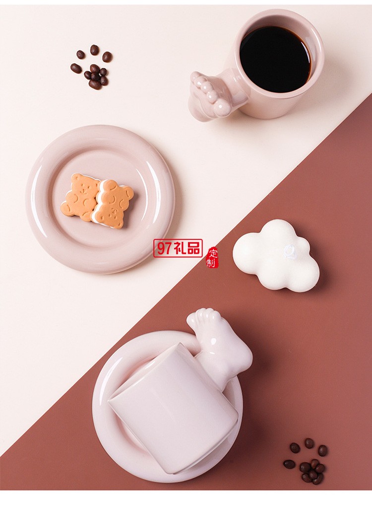 陶瓷馬克杯創(chuàng)意大拇指點贊杯 個性佼佼者杯奧利給咖啡杯碟彩盒