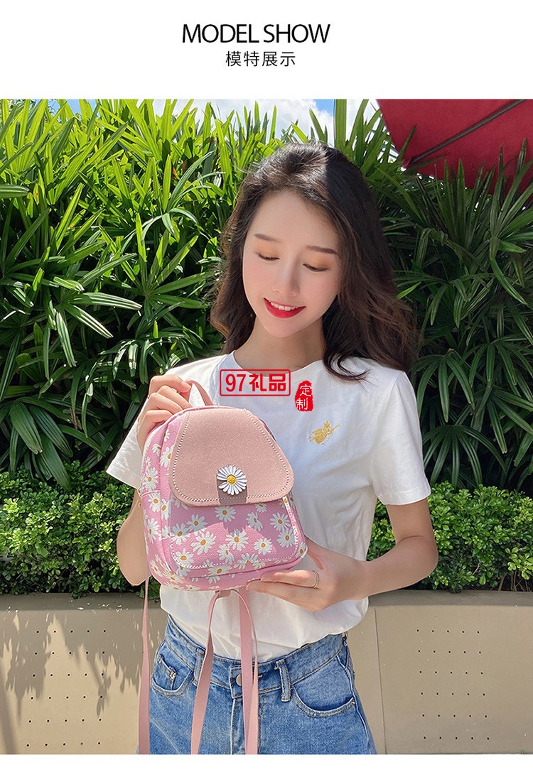 新款小菊花印花掛飾迷你小背包時尚休閑單肩手機包