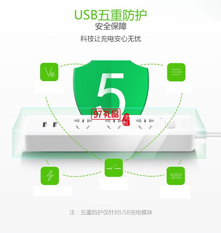 公牛插座插線板插排排插長(zhǎng)1.5米GNV-UUA123X定制公司廣告禮品