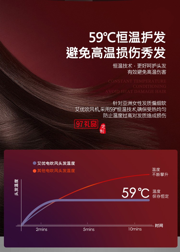 ApiYoo艾優(yōu)電吹風(fēng)機恒溫負(fù)離子PF7定制公司廣告禮品