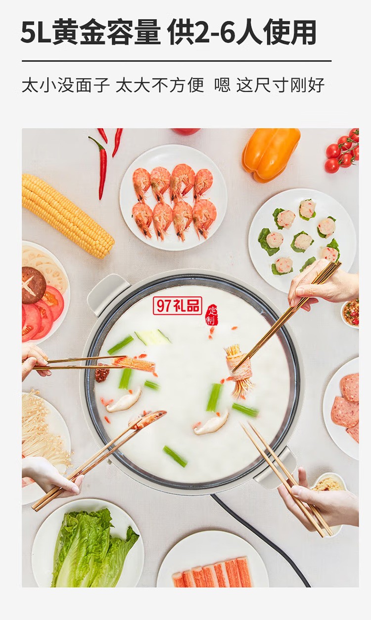 九陽(yáng)電火鍋涮肉一體鍋多功能電煮鍋 HG50-E16定制公司廣告禮品