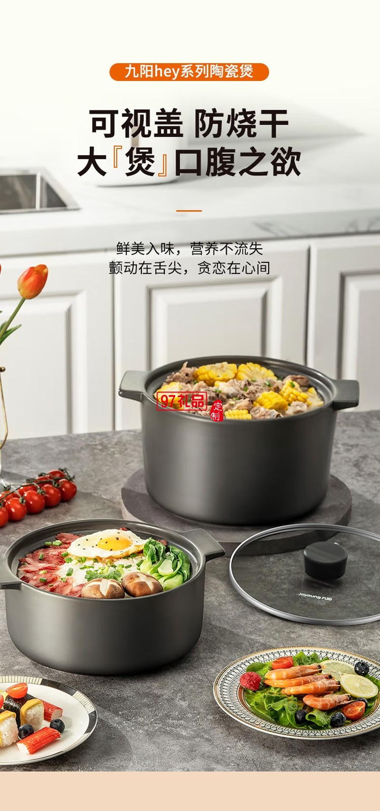 九陽(yáng)湯鍋砂鍋燉鍋煲湯煲仔飯?zhí)沾慑乀CB3503定制公司廣告禮品