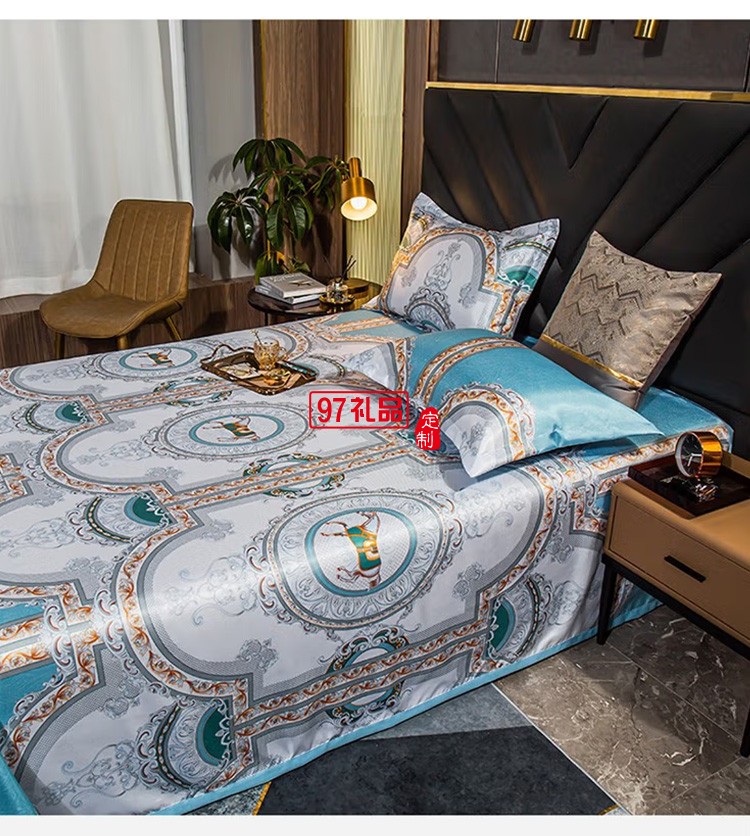 啄木鳥(niǎo)家紡ZMN-BSLX-03冰絲涼席230*250定制公司廣告禮品