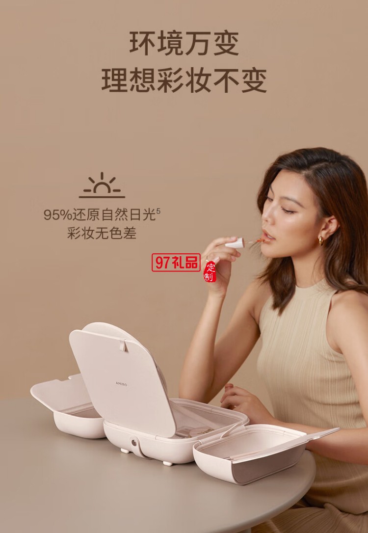 AMIRO覓光包包化妝鏡帶燈led高清智能補(bǔ)光 隨身便攜可折疊梳妝美妝