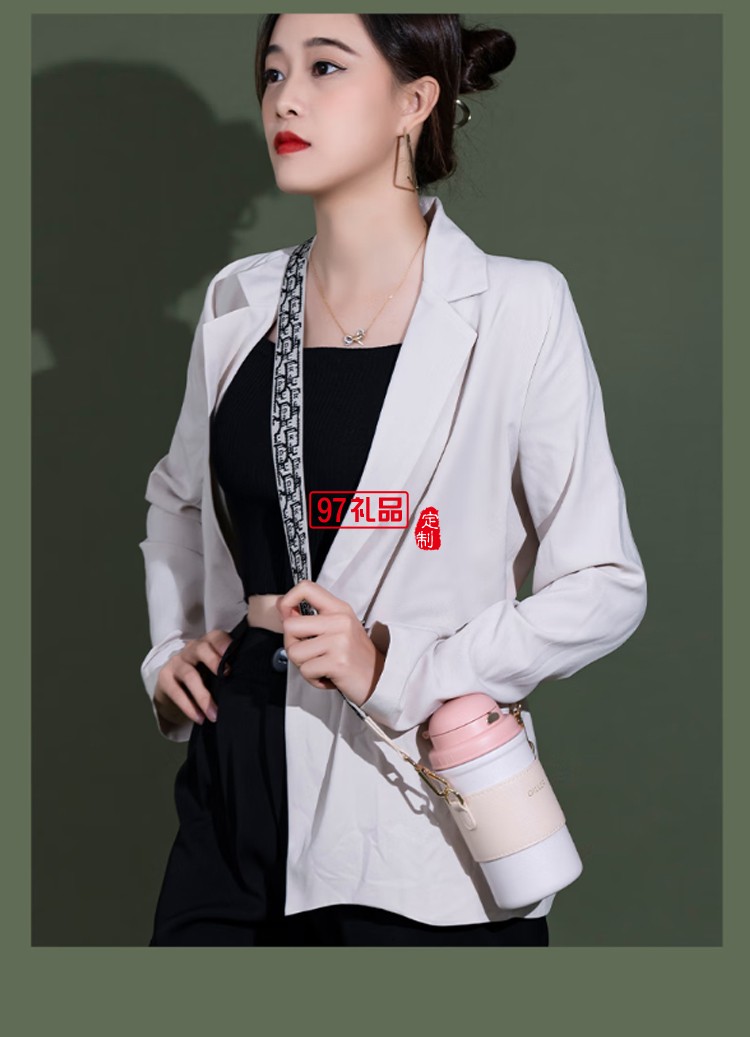 迪樂貝爾高顏值大容量帶吸管保溫水杯學生便攜隨手杯不銹鋼咖啡杯