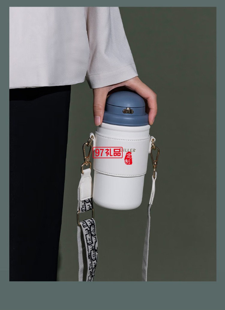 迪樂貝爾高顏值大容量帶吸管保溫水杯學生便攜隨手杯不銹鋼咖啡杯
