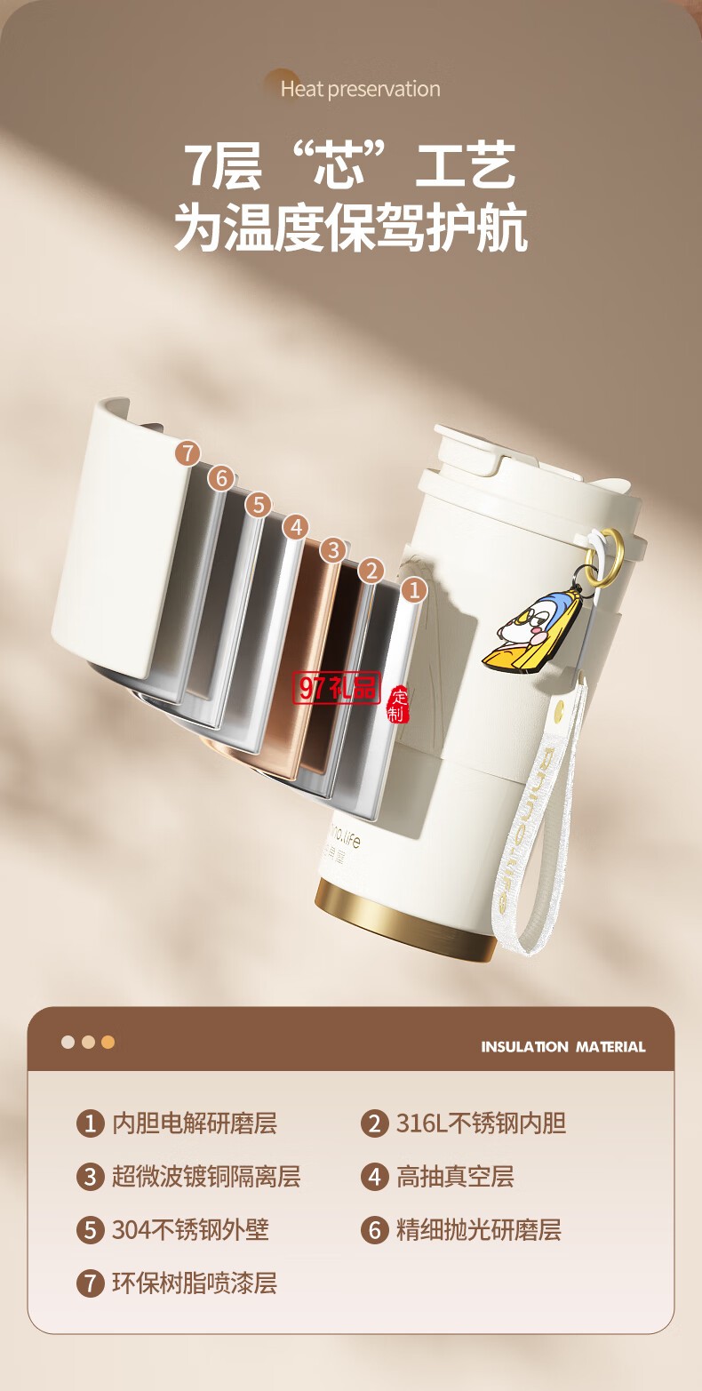 獨(dú)角犀春綠海棠雙飲口陶瓷內(nèi)膽咖啡杯