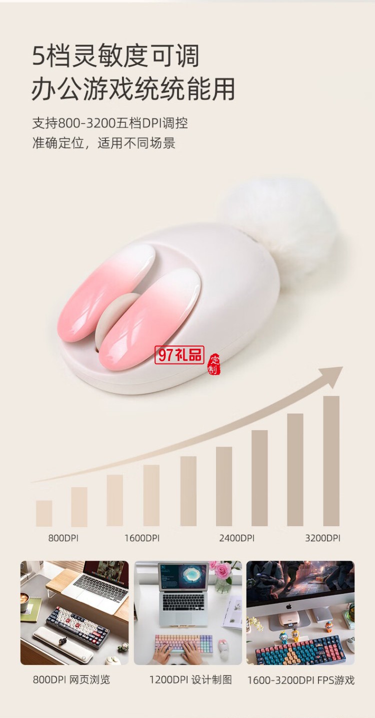 洛斐-OE904S 小瓣無線雙模鼠標-小薔薇