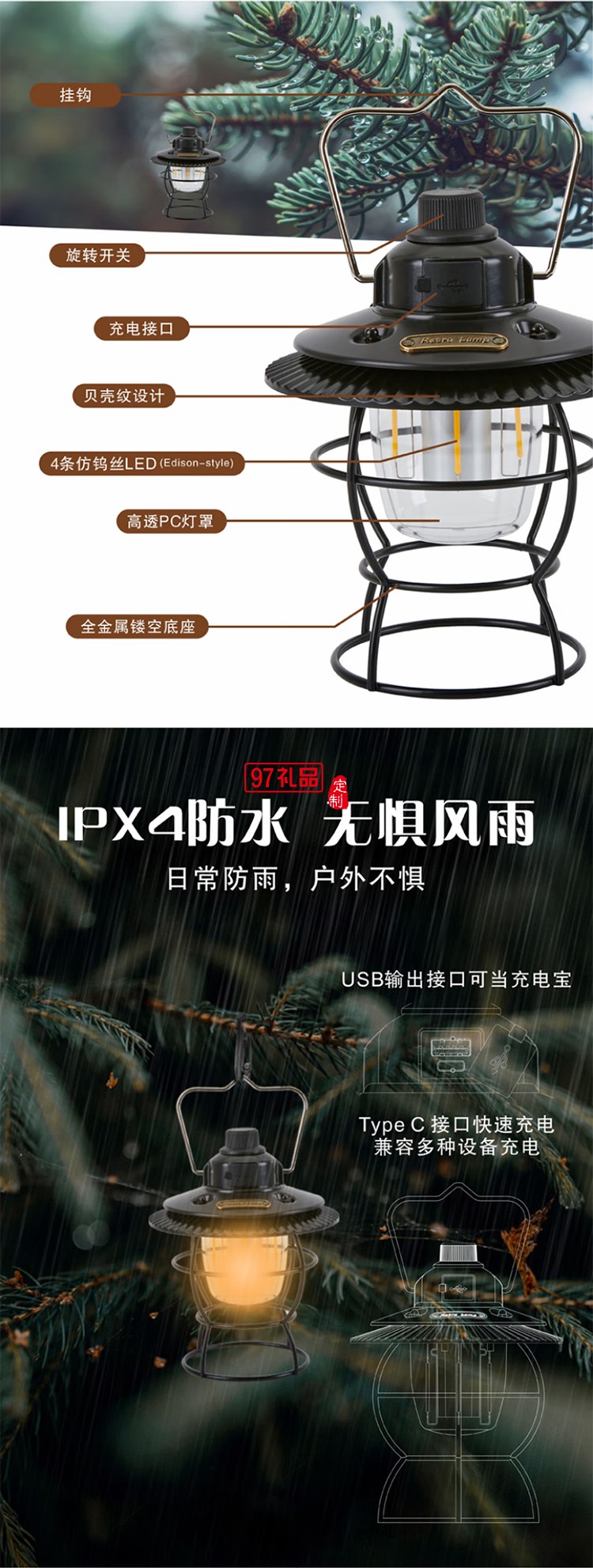 復古輕奢露營燈