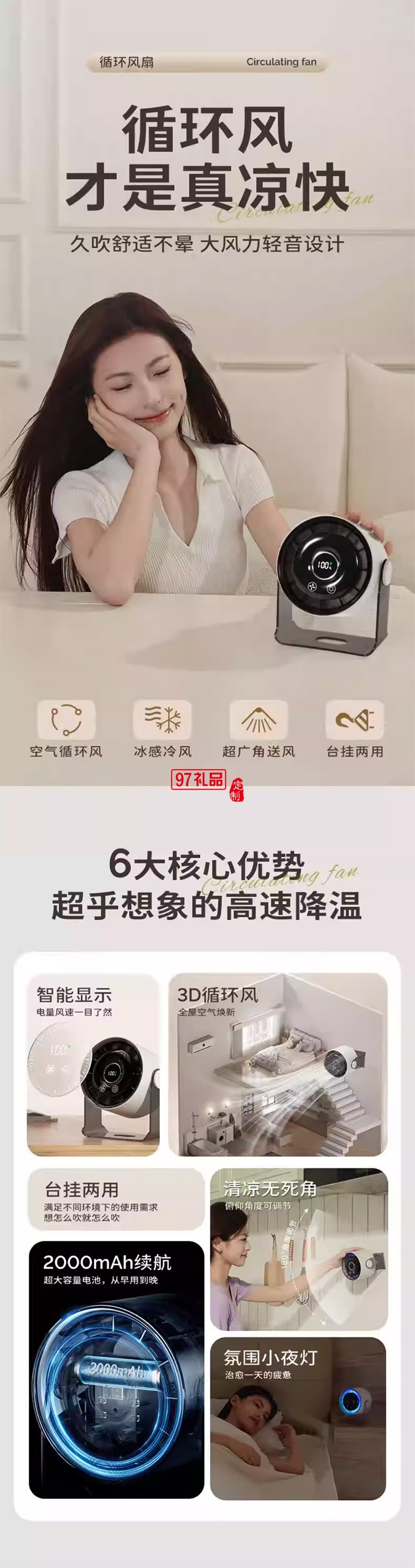 臺式壁掛空氣循環(huán)扇QYF018