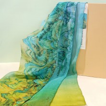 故宮文化 千里江山真絲長(zhǎng)巾 真絲絲巾100%桑蠶絲披肩圍巾故宮文創(chuàng)禮品