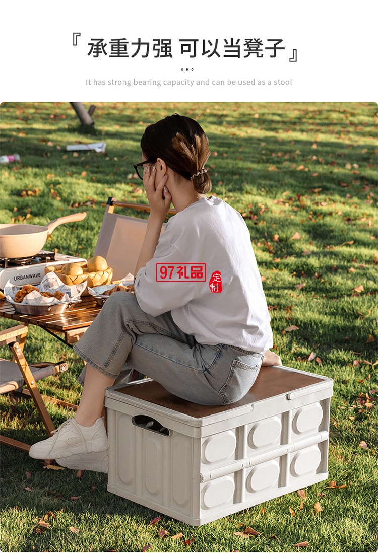 戶外露營收納箱野營木蓋置物箱車載后備箱整理箱野餐折疊箱