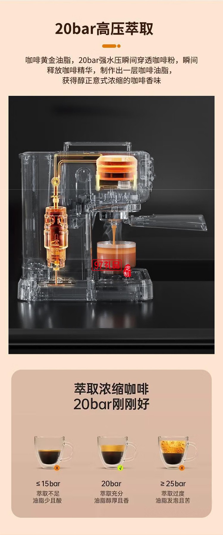 美菱（MeiLing）美菱MCF-LC1055壓力咖啡機(jī)家用意式泵壓式