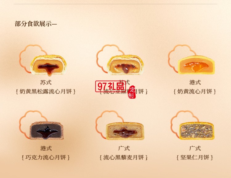 鮮品屋中秋禮盒1.06kg鮮品頌月奶黃流心月餅中秋節(jié)送禮長輩