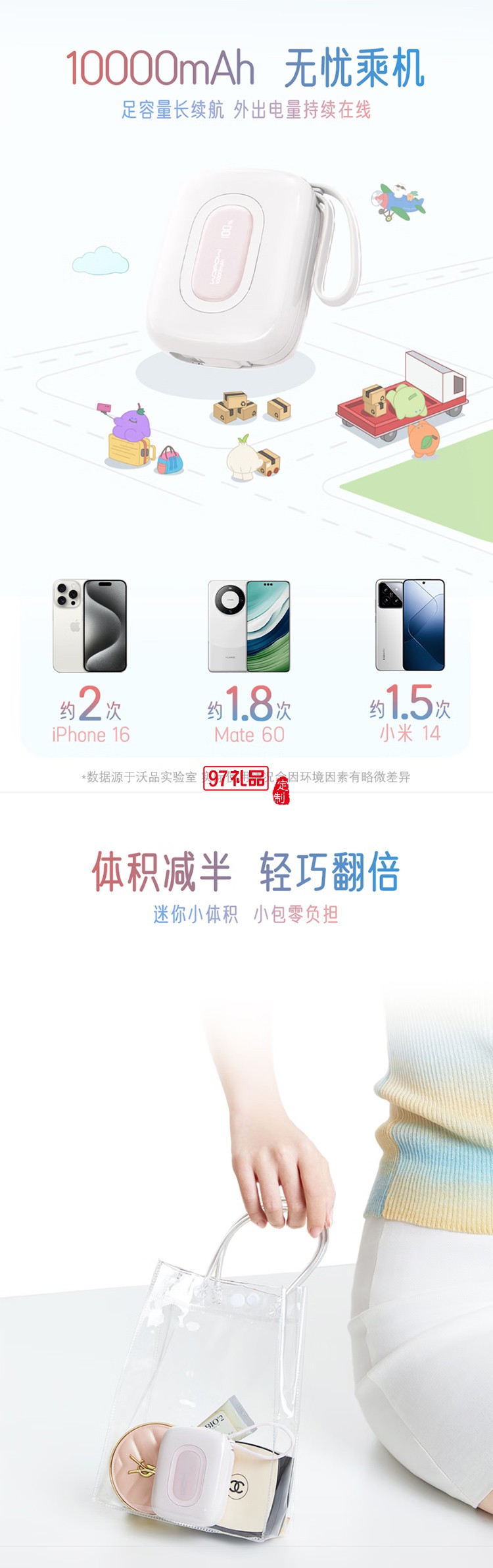 充電寶10000毫安22.5W 雙向快充可上飛機(jī) 迷你小巧便攜 適用蘋(píng)